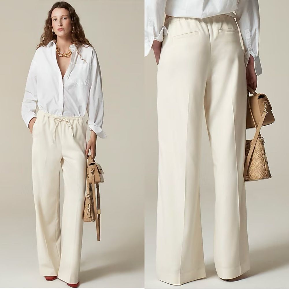 J. Crew Cream Wide Leg Pants NWT 2Tall stratus pants